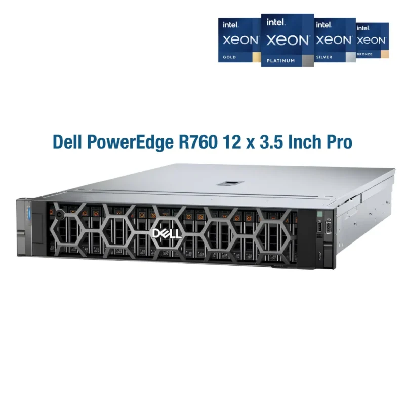 Dell PowerEdge R760 12x3.5 Inch (2x Intel 6454S / 2x 64GB RAM / 2x 8TB SAS / 2x1400W)