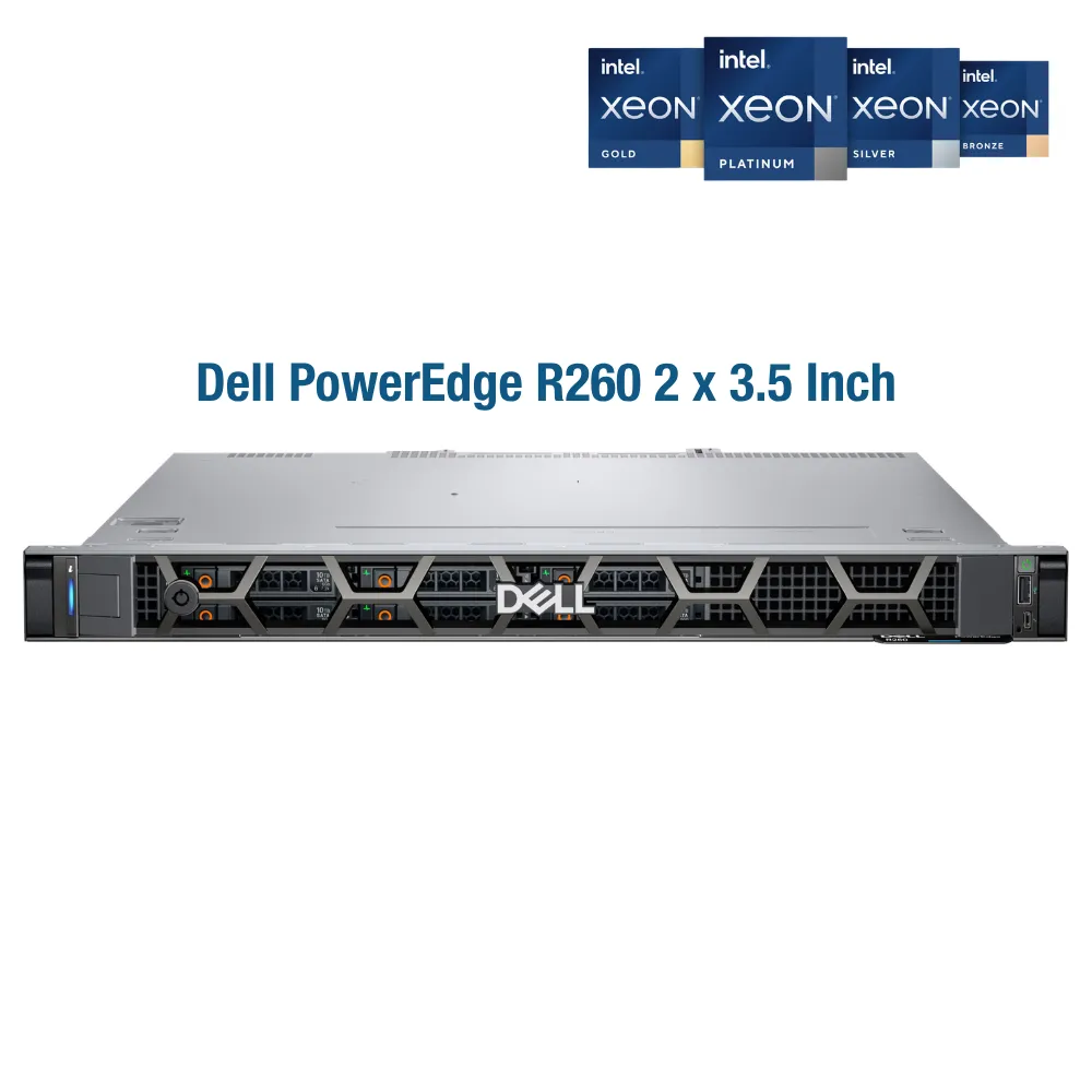 Máy chủ Dell PowerEdge R260 2x3.5 Inch (G7400T / 16G / 2TB SATA) Máy chủ Dell PowerEdge R260 2x3.5 Inch (G7400T / 16G / 2TB SATA)