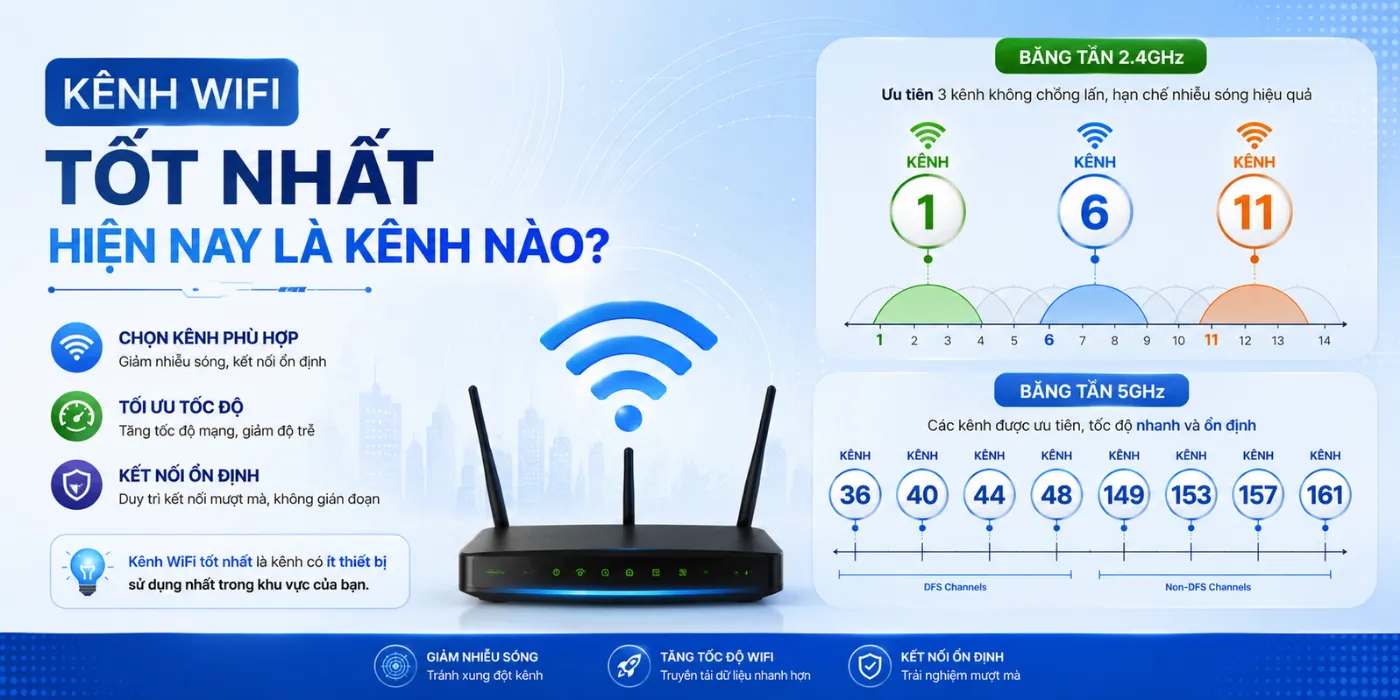 Cách Thiết Lập Kênh WiFi Tránh Nhiễu Sóng, Tăng Tốc Độ Cách Thiết Lập Kênh WiFi Tránh Nhiễu Sóng