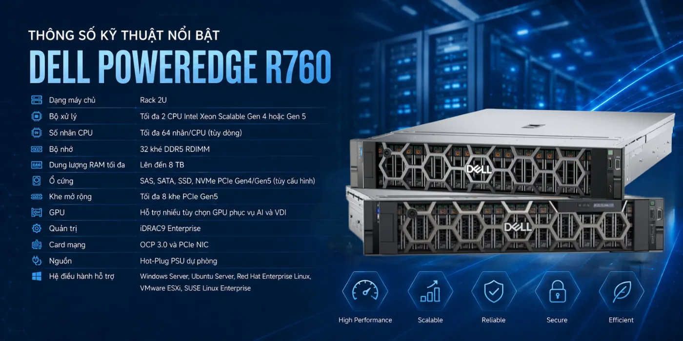 Phân Phối Dell PowerEdge R760 Chính Hãng Tại Đà Nẵng phan phoi dell poweredge r760 chinh hang da nang 3